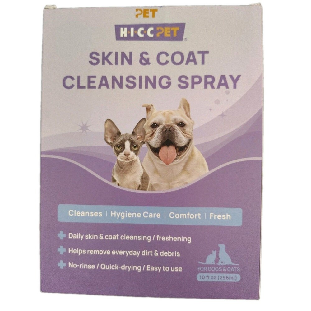 HICC PET Skin & Coat Cleansing Spray 10 oz Deodorizer Dog Cat No-Rinse NIB...